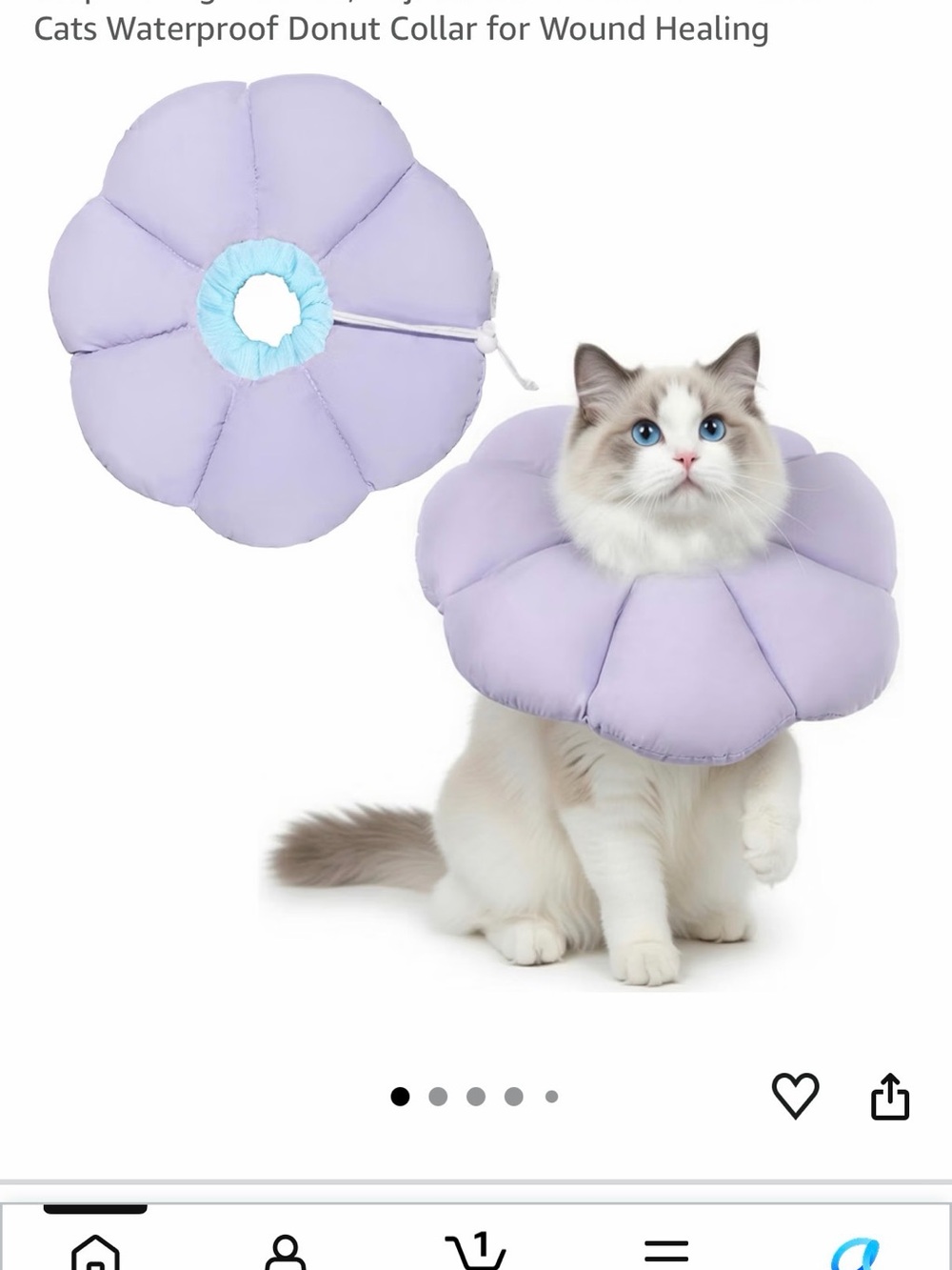 New Waterproof Donut Cat Collar for Wound Healing - Lavender